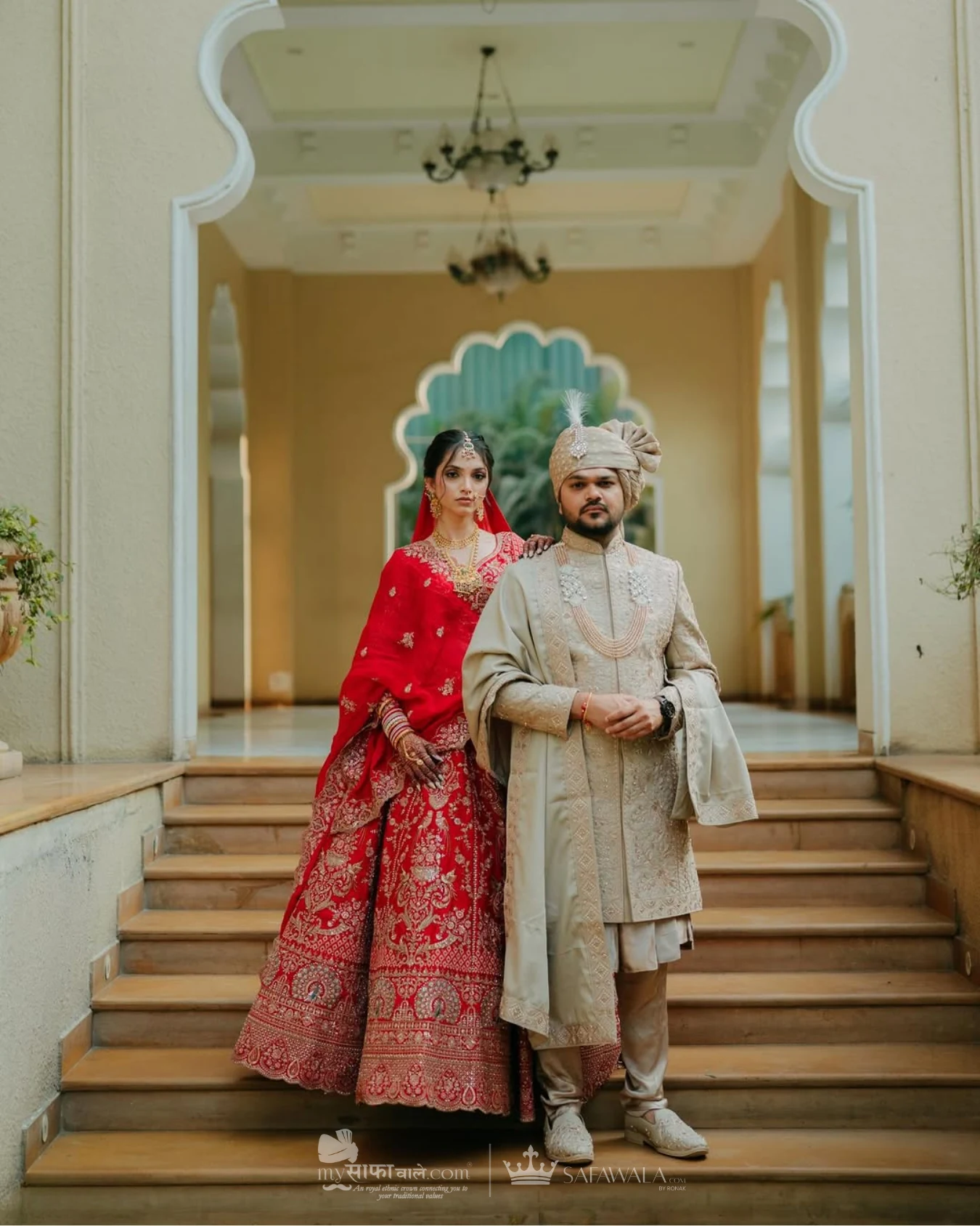 Coordinated ivory wedding pagdis for a formal celebration for Raja Park
